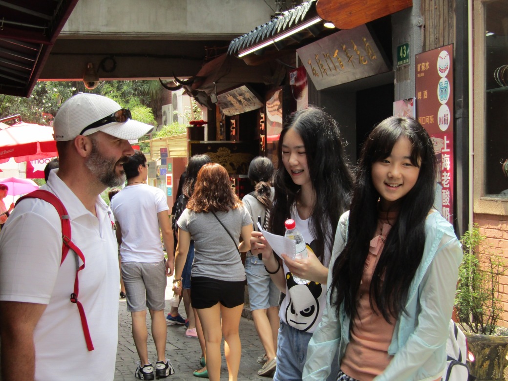 Throughout our trip, we were frequently stopped by students looking to fulfill a school assignment. In the French Concession, these girls asked questions about my view of Shanghai and whether the education system was better in the U.S. or China. Every exchange was recorded on video, so we'll be making an appearance in a Chinese classroom before long!